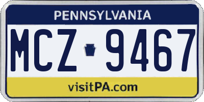 PA license plate MCZ9467