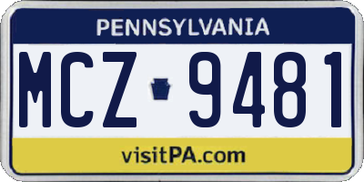 PA license plate MCZ9481