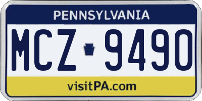 PA license plate MCZ9490