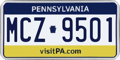 PA license plate MCZ9501