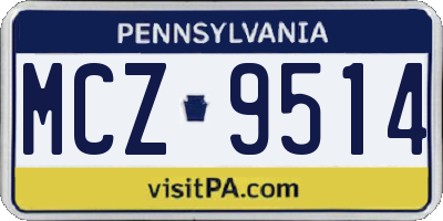 PA license plate MCZ9514