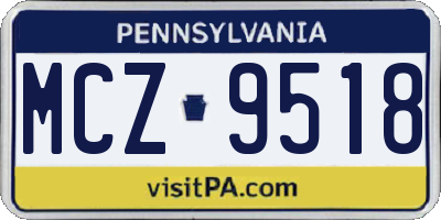 PA license plate MCZ9518