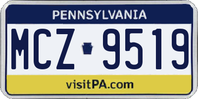 PA license plate MCZ9519