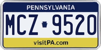 PA license plate MCZ9520