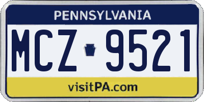PA license plate MCZ9521