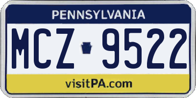 PA license plate MCZ9522