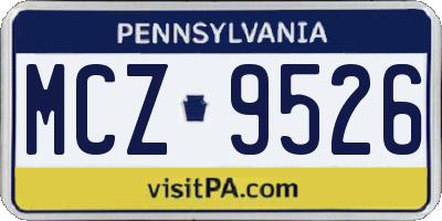 PA license plate MCZ9526