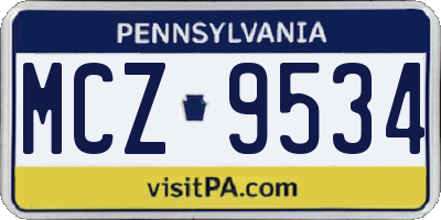 PA license plate MCZ9534
