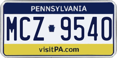 PA license plate MCZ9540
