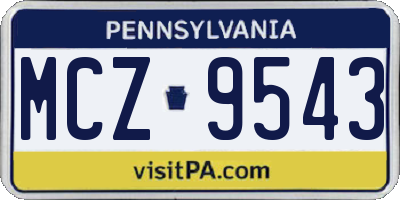 PA license plate MCZ9543