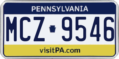 PA license plate MCZ9546