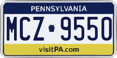PA license plate MCZ9550