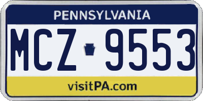 PA license plate MCZ9553
