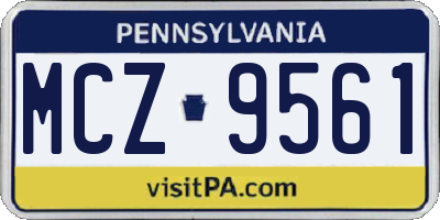 PA license plate MCZ9561