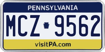 PA license plate MCZ9562