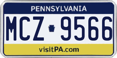 PA license plate MCZ9566
