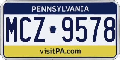 PA license plate MCZ9578