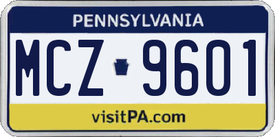 PA license plate MCZ9601