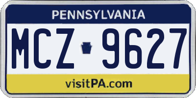 PA license plate MCZ9627