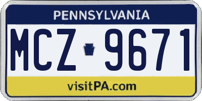 PA license plate MCZ9671