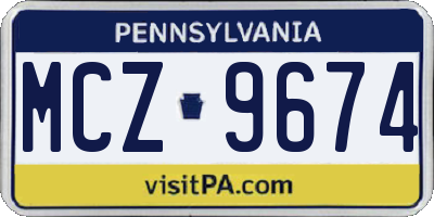 PA license plate MCZ9674