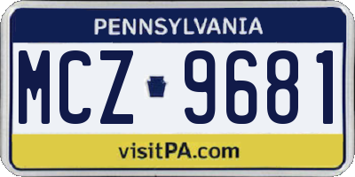 PA license plate MCZ9681