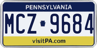 PA license plate MCZ9684