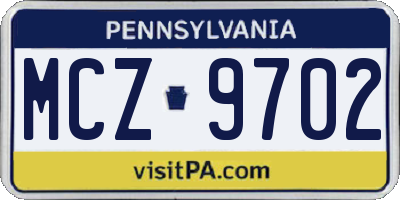 PA license plate MCZ9702