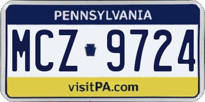 PA license plate MCZ9724