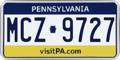 PA license plate MCZ9727