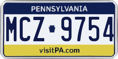 PA license plate MCZ9754