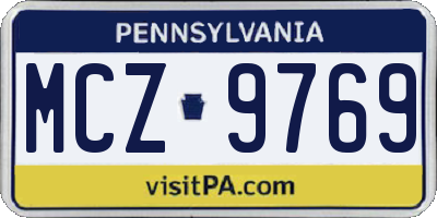 PA license plate MCZ9769
