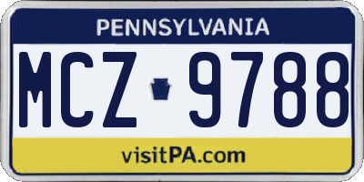 PA license plate MCZ9788