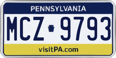 PA license plate MCZ9793