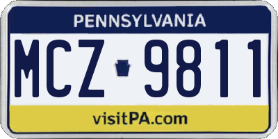 PA license plate MCZ9811