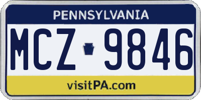 PA license plate MCZ9846