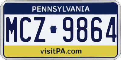 PA license plate MCZ9864