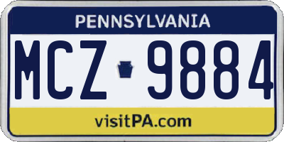 PA license plate MCZ9884