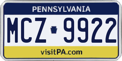PA license plate MCZ9922