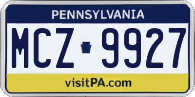 PA license plate MCZ9927