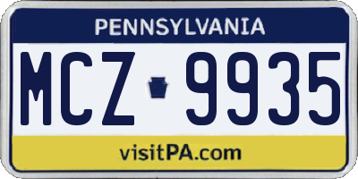 PA license plate MCZ9935