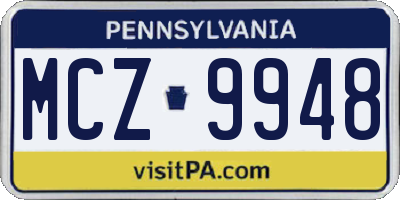 PA license plate MCZ9948