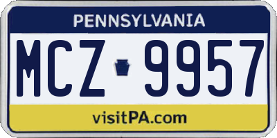 PA license plate MCZ9957