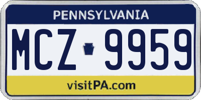 PA license plate MCZ9959