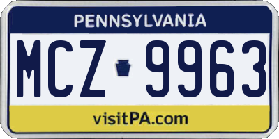PA license plate MCZ9963