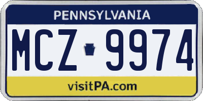 PA license plate MCZ9974