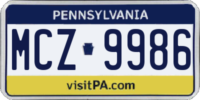 PA license plate MCZ9986