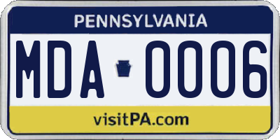 PA license plate MDA0006