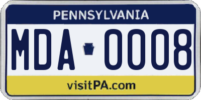 PA license plate MDA0008
