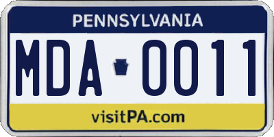 PA license plate MDA0011